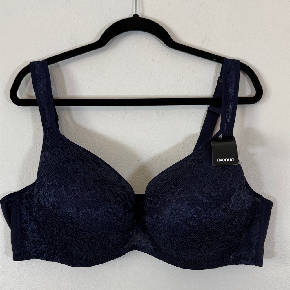 Avenue Women's Elegant Indigo Blue Lace Underwire Balconette Bra SKU1379